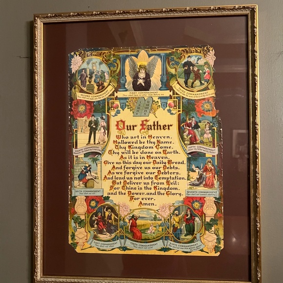 Other - Vintage Religious Art Print with Gold Frame